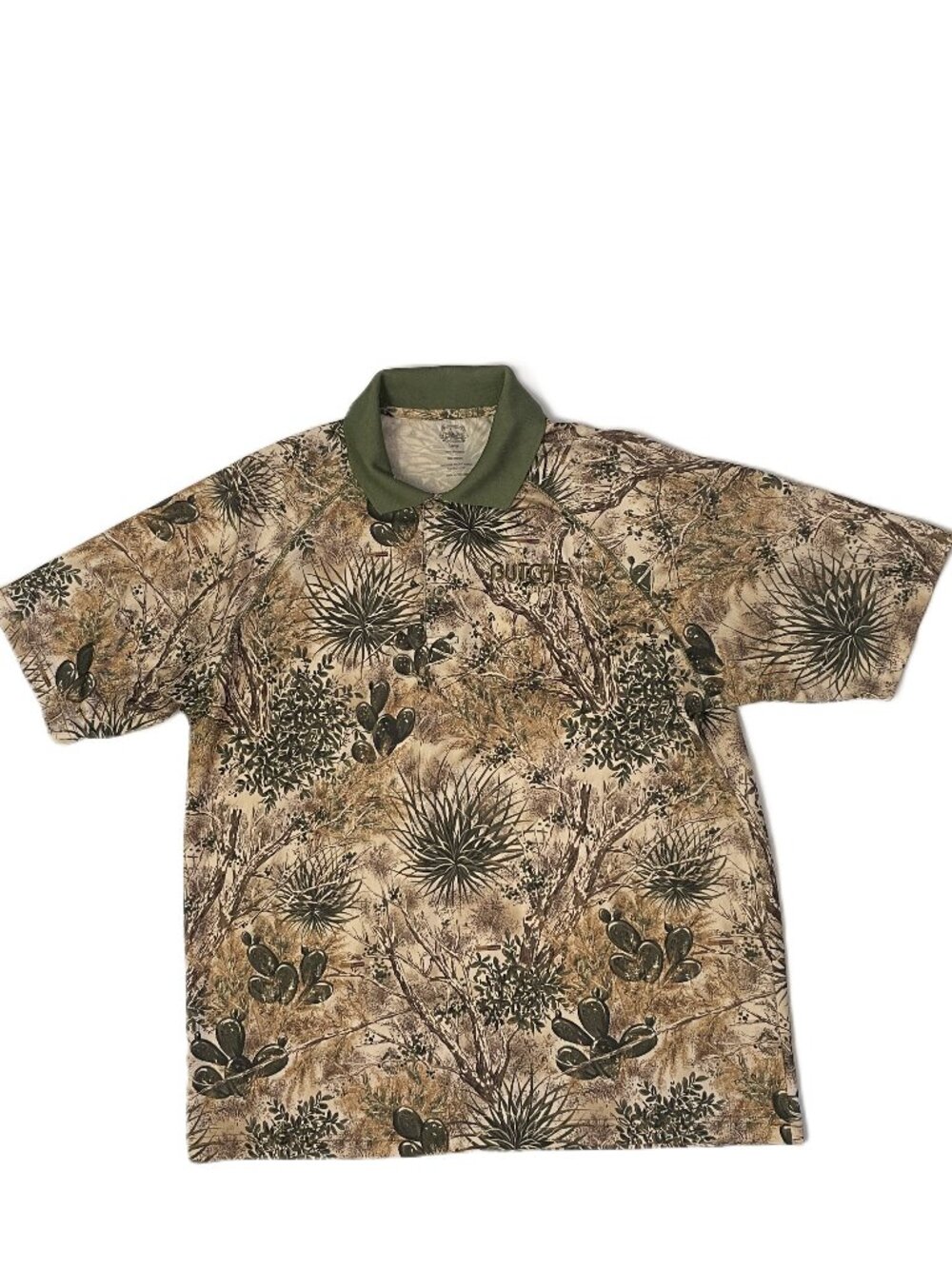 GameGuard Shirt Mens Large Camouflage Short Sleeve Polo Hunting Desert Cactus
